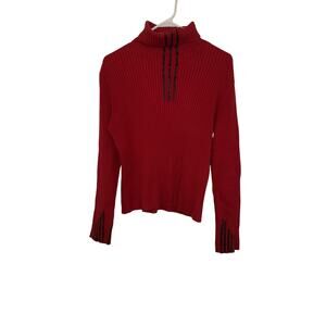 DLG red ribbed turtleneck sweater Medium